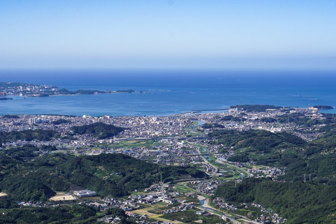 View over Tanabe and the sea from Mt. Takao